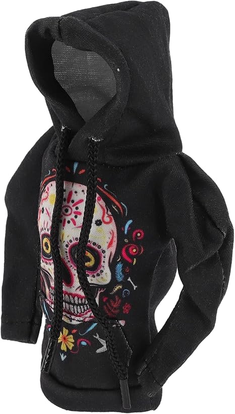 Universal 11x15.5cm/4.33"x6.1" Gear Shift Knob Cover Decoration Stick Shifting Handle Protector Polyester 1 Pc Skeleton Hoodie Style Black