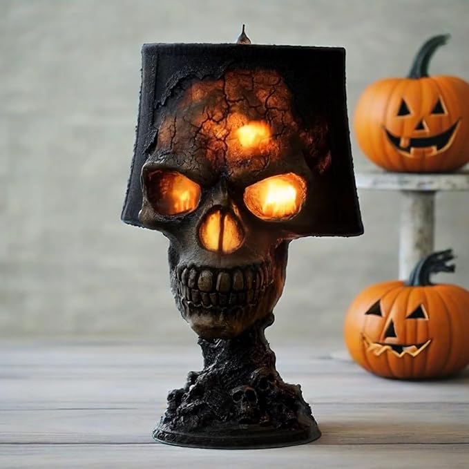 Lava Stone Skull Lamp,Human Skull Light Night Light，Skull Night Light Lamp，Gothic Stone Skull Lamp,Festival Decorations Skull Light，for Party and Home Horror Decor,Living Room,Bedroom