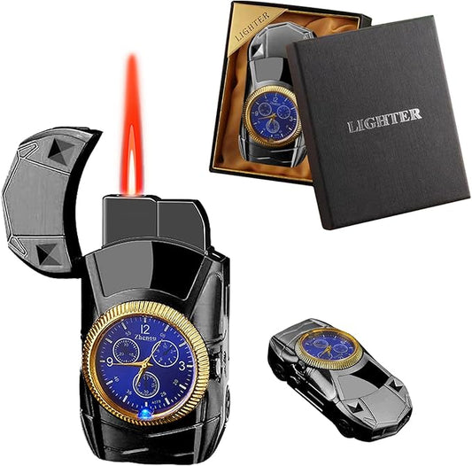 Torch Lighter, Stylish Sports Car-Shaped Butane Lighter, Creative Windproof Lighter with Cool Design,Novelty Jet Flame Torch Lighter, Refillable Butane Lighter Gifts Lighter for Outdoor Indoor(Black)