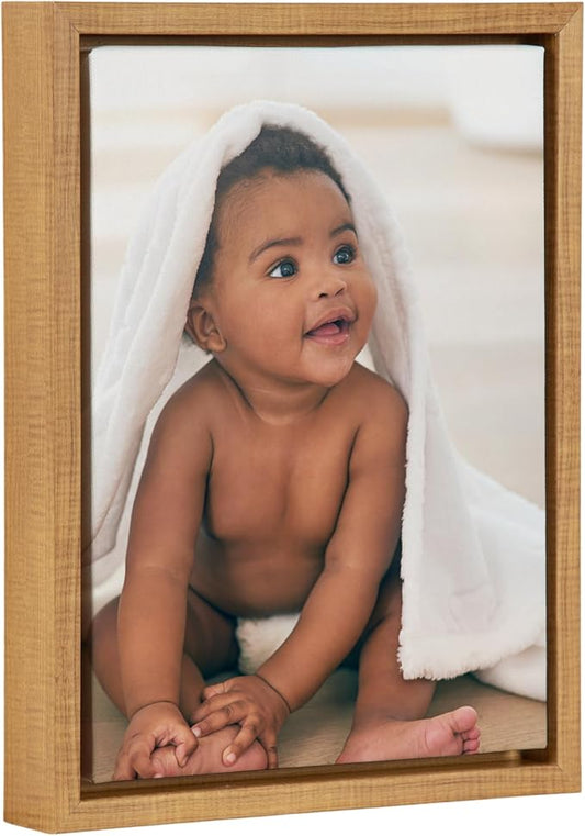 Kate and Laurel Custom Printed Framed Canvas Wall Art, 10x13 Natural, Sylvie Personal Canvas Print with Your Photos for Bedroom or Living Room Gallery Wall Decor | Printed and Hand Framed in the USA