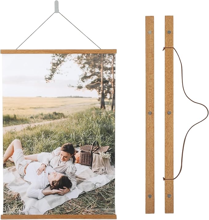 Custom Photo Prints with Magnetic Hanger Frame Canvas Poster Prints With Your Photos Personalized Pictures Wall Art Decor Framed Gift for Mom/Women(12''x16'')