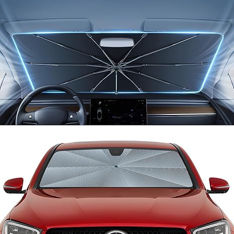 Autorder Windshield Sun Shade Umbrella for 2016-2022 Mercedes-Benz GLC Accessories,Upgraded Ice Crystal Material,Easy Setup Umbrella Sunshade for Car Windshield,100% Sun Blocking