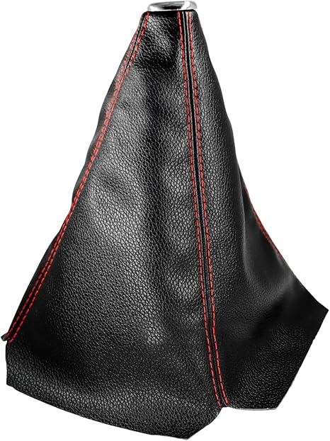 Car Shift Knob Dust Cover, Gear Shift Knob Cover for Protection, Leather Manual/Automatic Shifter Shift Boots Cover, Decorate Car Interior (Black+Red PU)