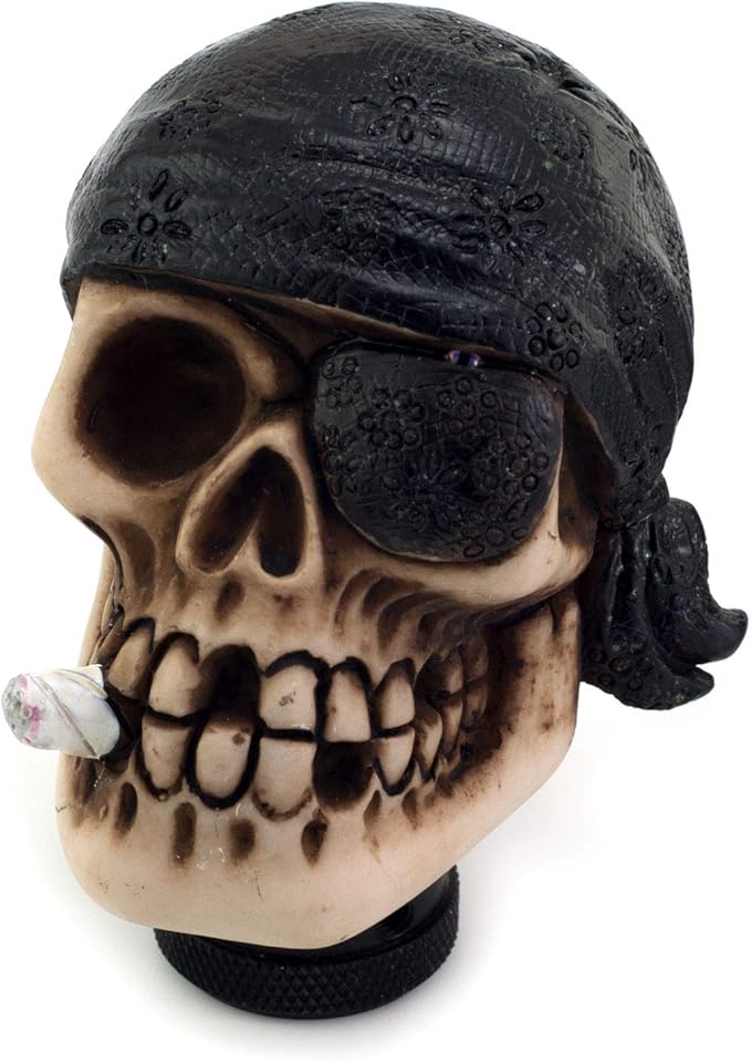 Skull Gear Knob Shifter, Car Stick Shift Handle One-Eyed Pirate Skeleton Style Fit Most Manual Automatic Transmissions, Black