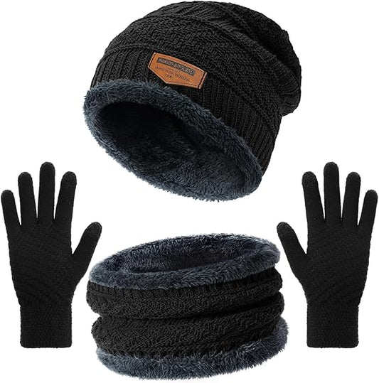 Winter Hats for Women/Men - Beanies Hats Neck Scarfs Set Warm Slouchy Beanie Snow Knit Skull Cap Gifts for Women & Men