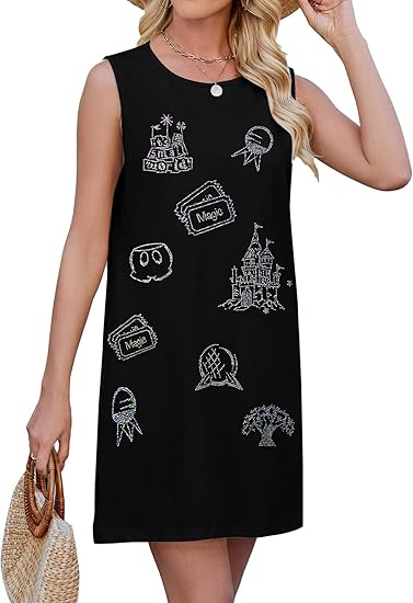 Magical Women Dress Love Castle Graphic Magic Princess Family Vacation Party Sleeveless Knee Length Outfit