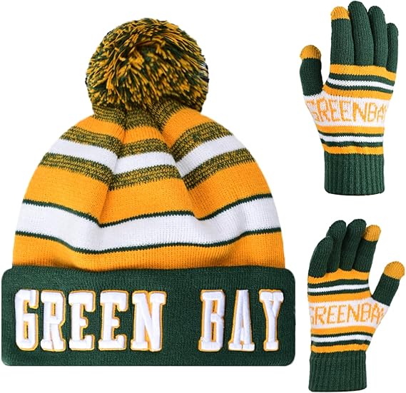 Vintage Classic Skull Cap 3D Embroidery Beanie Cuffed Winter Hat Knit Comes with Warm Gloves Gifts for Men Women Fans