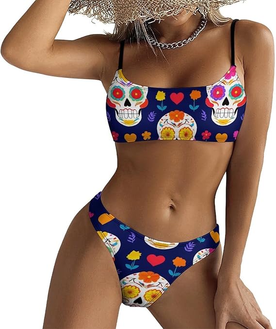 Bikini Set Swimsuits for Women, 2 Pieces Bathing Swimsuit Sexy Spaghetti Strap Swimwear