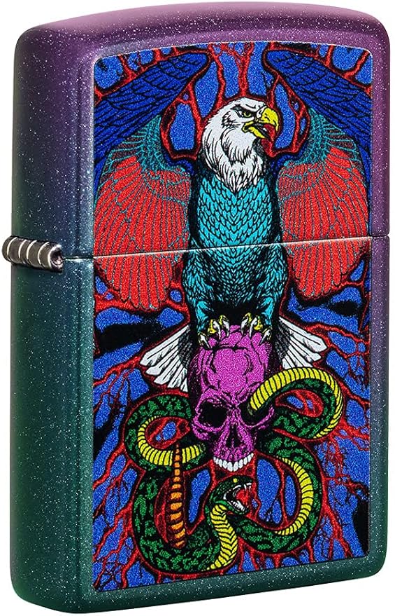 Zippo Eagles Dare Pocket Lighter - Refillable Flip-Top Windproof Lighters - Fierce Soaring Eagle Patriotic Design Pocket Lighters - Luxury Metal Lighter Made in USA