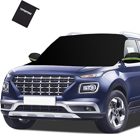 Tevlaphee Windshield Cover for Ice and Snow, Heavy Duty 600D Oxford Fabric, Waterproof, Embedded Magnets, Side Mirror Protector, Universal Fit for Cars, SUVs, Vans, Truck