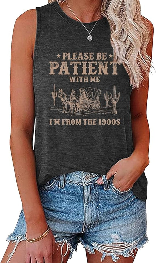 Women's Sleeveless Tank Top Please Be Patient Graphic Print Tunics