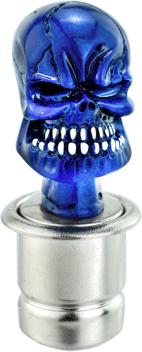 Arenbel Skull Shape Push Button Automatic Car Cigarette Lighter Plug Replacement Accessory Fit Most Vehicles, Blue