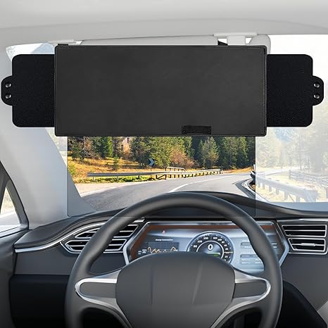 Veharvim Polarized Sun Visor for Car with 2 Side Sunshade, Upgraded UV400 Car Sun Visor Extension with PC Lens and Side Sunshade,Anti-Glare Visor for Safe Organizer, Accessories (1 Pack)