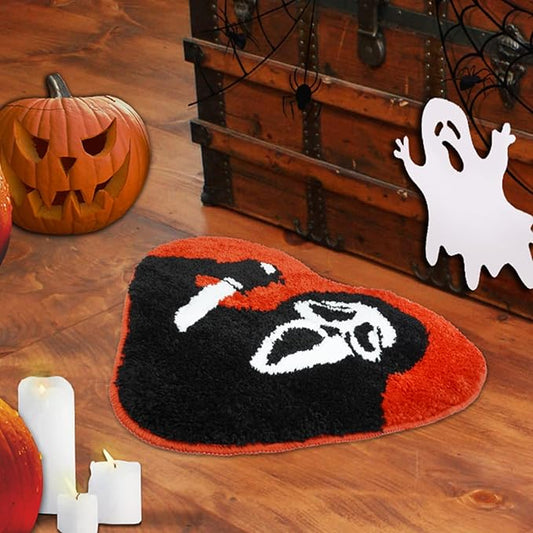 Halloween Bath Rug for Bathroom Skull with Knif Bath Mat Bat Doormat Non Slip Cute Rugs for Kitchen Bedroom Holiday Outdoor Bedroom(Skull)