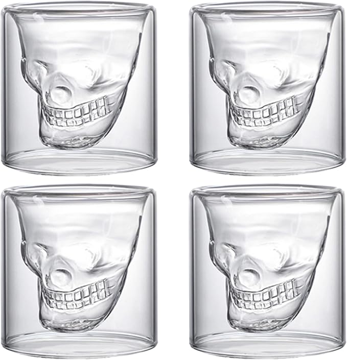 skull cup, skull shot glass, Party Drinking Whiskey Brandy Liquor Decor 75 ML/2.64oz Set of 4