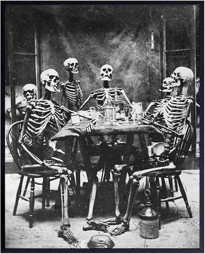 Skeleton Decor - Skeleton Wall Art - Goth Gothic Home Decor - Wicca Print - Wiccan, Witchcraft Supplies - Paganism Pagan Gifts - Vintage Human Anatomy Photo - Funny Creepy Scary Picture