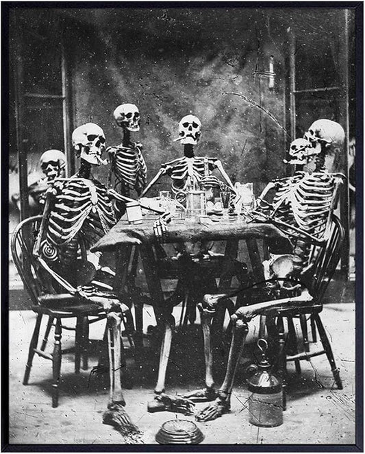 Skeleton Decor - Skeleton Wall Art - Goth Gothic Home Decor - Wicca Print - Wiccan, Witchcraft Supplies - Paganism Pagan Gifts - Vintage Human Anatomy Photo - Funny Creepy Scary Picture