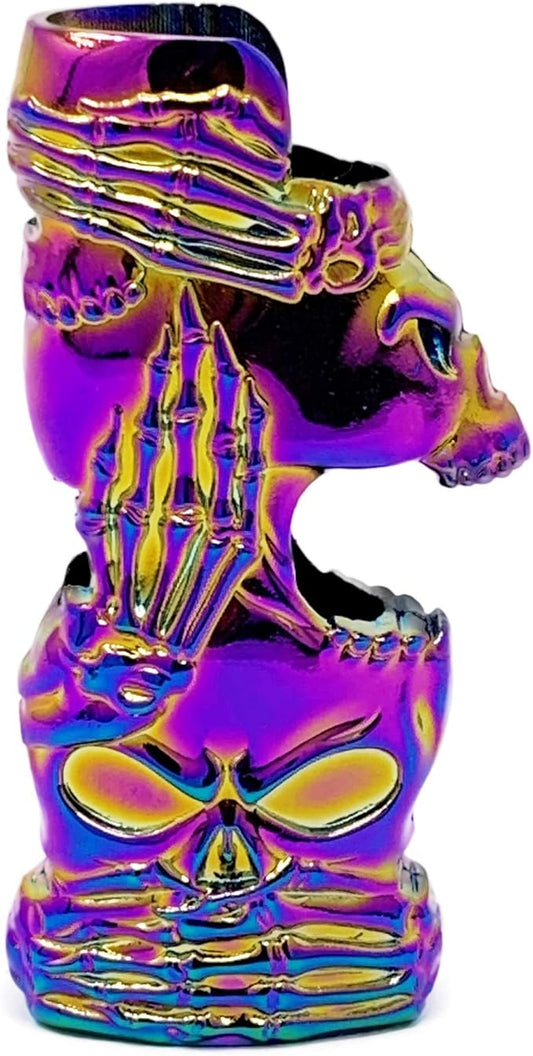 Rainbow Skull Head and Skeleton Hand Metal Lighter Case Cover Holder fits BIC Full Standard Size Lighter J6