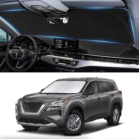 Custom Fit Rogue Windshield Sunshade for 2023-2024 2025 Nissan Rogue (NOT for Rogue Sport & 2021 Rogue 3rd Gen. T33) Window Car Shades Shield Cover for Windshield 210T Silver Coating Sun Visor