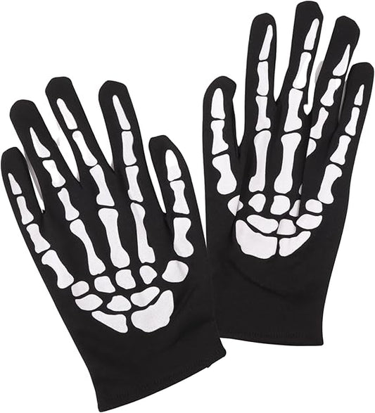 Halloween Skeleton Gloves, Costume Cosplay Accessory, One Size Fits All, 9.25 Inches