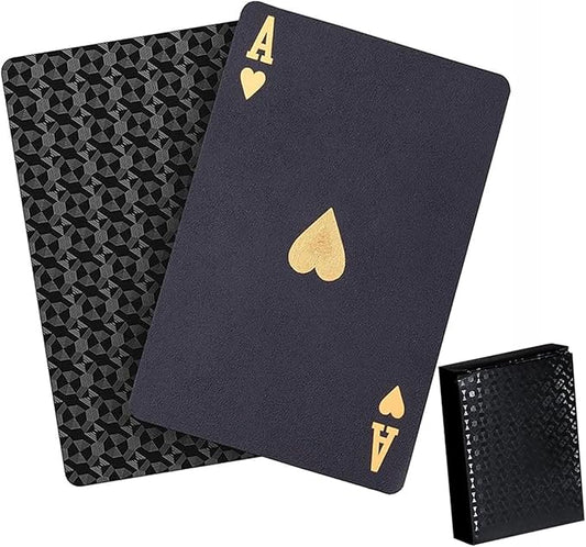 Waterproof Black Playing Cards - Premium Plastic Playing Cards for Poker, Blackjack & More Durable Deck of Cards with Elegant Design, Perfect as a Gift Poker Set for Adults & Professionals (Black)