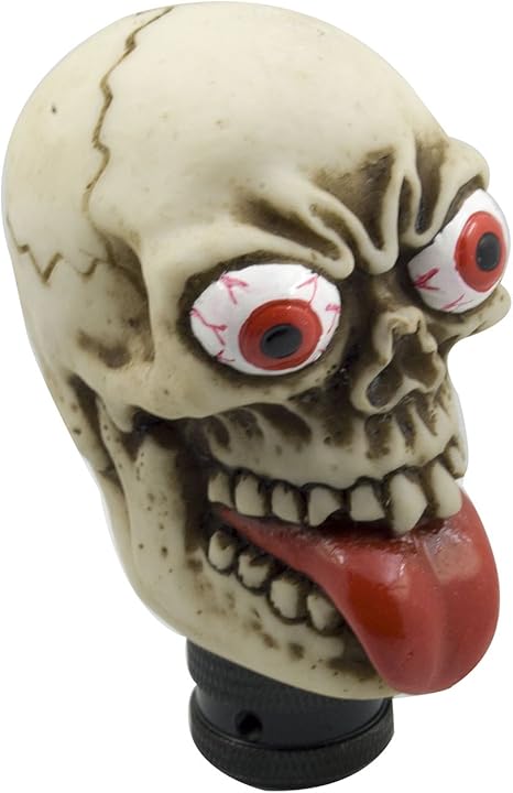 Stick Shift Knob Skull Shifter Knob Red Tongue with Big Eyes Style Skull Manual Automatic Gear Shift Knobs Off-White