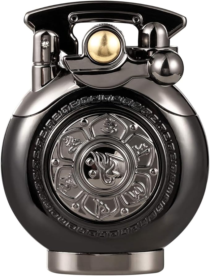 Kerosene Lighter Vintage Antique Soft Flame Lighter for Collection-Decorative-Gift-Present (Black)