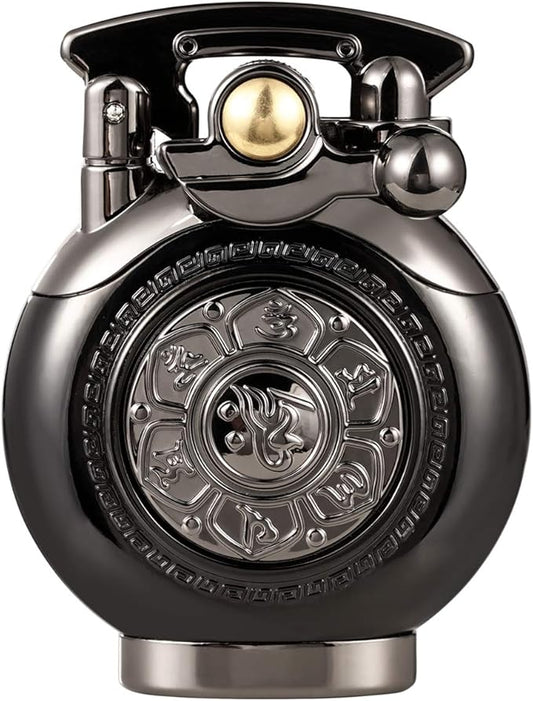 Kerosene Lighter Vintage Antique Soft Flame Lighter for Collection-Decorative-Gift-Present (Black)