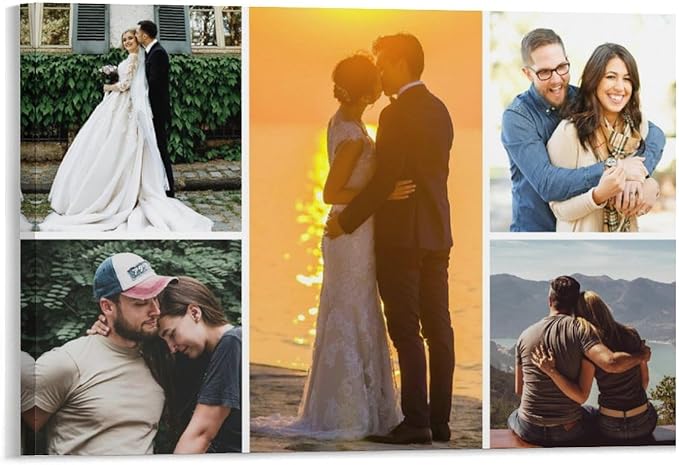 Canvas Prints with Your Photos Canvas Pictures Custom Personalized Photo Print Customized Picture Photos on Canvas Frames 5 Photo Wall Art Gifts for Couple Framed Horizontal