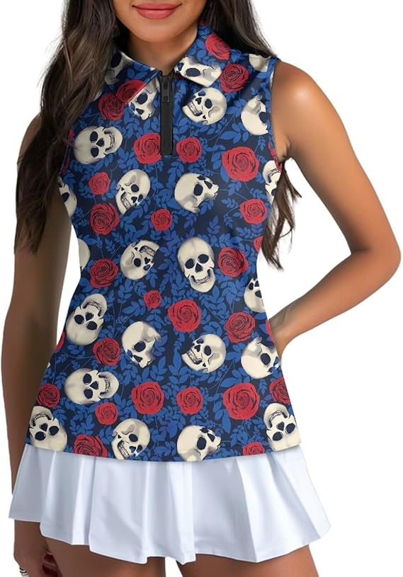 Women's Golf Shirts Sleeveless with Collar Moisture Wicking Tennis Tank Tops Athletic Shirt Golf Activewear