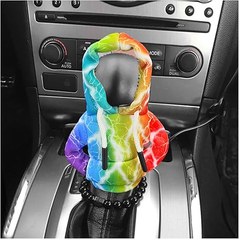 Car Shift Knob Hoodie Cover, Funny Fashionable Sweater Shirt Gear Shifter Konb Protector, Automotive Gear Shift Decor Winter Warm Mini Hoodie, Interior Car Accessories (Lightning)