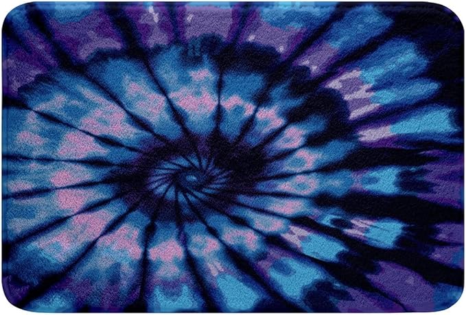 Erosebridal Spiral Tie Dye Rug 20"x32", Purple Hippie Ink Art Bath Mat Bohemian Decor, Colorful Indian Artwork Kitchen Mat Ethnic Artsy Outdoor Rug Welcome Mat Psychedelic Doormat