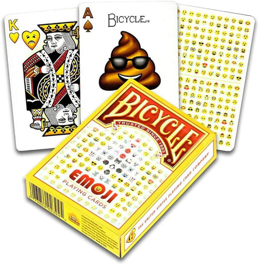 Fournier Bicycle Emoji Playing Cards - 54 Poker Cards (52 + 2 Jokers) - Standard Size - Embossed Cardboard - Polychrome Case - Collectors, Magicians & Cardistry - Age 14+