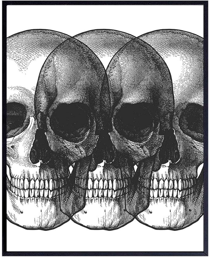 Contemporary Skulls Modern Pop Art Wall Decor Picture Print - Unique Gift for Steampunk, Hipster, Goth Fans, Men, Women, Teens - 8x 10 Room Decoration for Home, Apartment, Office, Bedroom, Bathroom