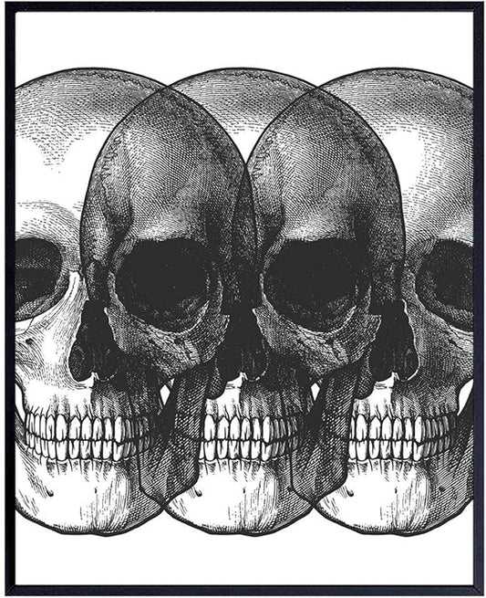Contemporary Skulls Modern Pop Art Wall Decor Picture Print - Unique Gift for Steampunk, Hipster, Goth Fans, Men, Women, Teens - 8x 10 Room Decoration for Home, Apartment, Office, Bedroom, Bathroom