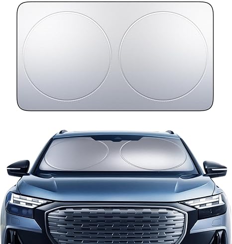 Lamicall Car Windshield Sun Shade – 4-Layer Reflective 240T Sun & UV Reflective Windshield Cover Sun Shade | Easy Install, Foldable | 64"x34" Windshield Cover for Medium Sedan, SUV