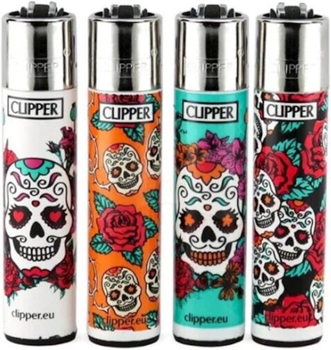 Clipper Lighter 4 Pack (Mexican Skull)
