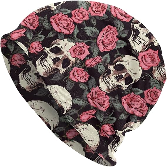 Skull Beanie Hats Slouchy Winter Warm Chemo Caps Stretch Hip-Hop Knit Skull Cap Sleep Cap Headwear for Men Women