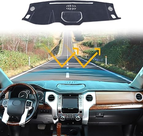 LLKUANG Dashmat Dash Mat Compatible with Toyota Tundra 2014-2021 Polyester Carpet Car Dashboard Cover Sun Shade Pad,Anti-Slip Dash Board Accessories Dash Cover Mat (Grey)