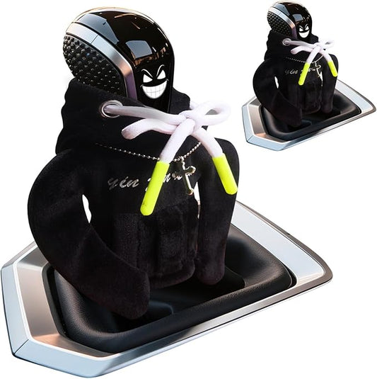 2 pcs Gear Shift Hoodie, Car Gear Shift Cover Universal Shifter Knobs Hoodie, Cute Car Accessories for Women Interior Girl Car Accessories Interior, New Car Gifts (Black)