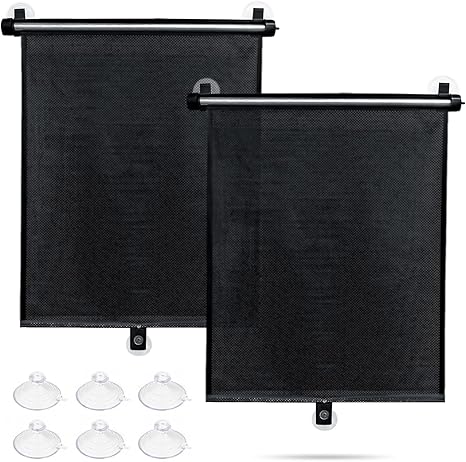 Sfee Car Window Shade for Side Windows, 2 Pack Sun Shade Retractable for Car Blocks Heat and UV Rays Glare Protection Roller Sunshade Visor for Baby, Kids, Pets, Passengers