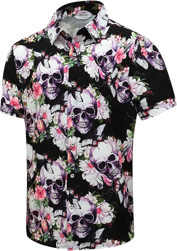 Hawaiian Shirts for Men,Vintage Blue Short Sleeve Hawaii Beach Shirt