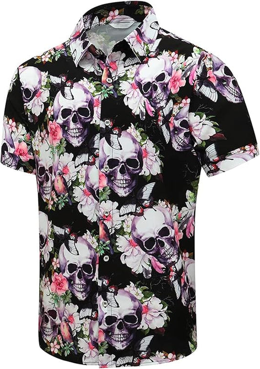 Hawaiian Shirts for Men,Vintage Blue Short Sleeve Hawaii Beach Shirt