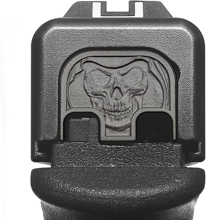Milspin CNC Milled 3D Engraved Slide Back Plate Compatible with Glock Gen 1-5 I 3 Dimensional I Made in USA (3D Reaper, Blacked Out, Models G17-G41, G45)
