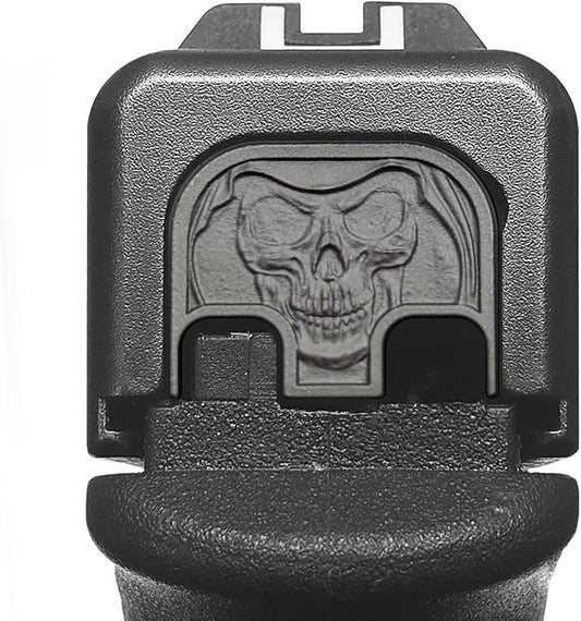 Milspin CNC Milled 3D Engraved Slide Back Plate Compatible with Glock Gen 1-5 I 3 Dimensional I Made in USA (3D Reaper, Blacked Out, Models G17-G41, G45)