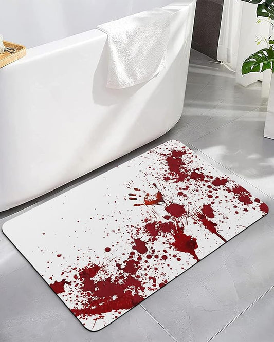 Bathroom Mat, Halloween Haunted House Decoration Scary Bloody Handprint Bath Rugs Absorbent Bathroom Floor Mats Non Slip Low Profile Quick Dry Shower Rug, 16"x24"