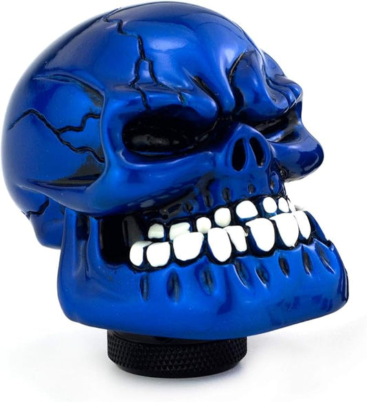 Skull Gear Stick Shift Knob, MT Car Shifter Handle Big Teeth Devil Skeleton Shape Fit Most Manual Automatic Transmissions, Blue