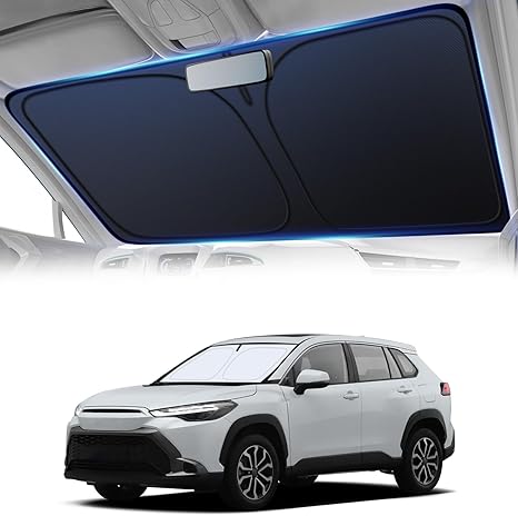 Windshield Sun Shade for Car, 4-Layer Reflective Sunshade Blocks Heat & UV, Sun Shade Windshield Keeps Interior Cooler, Pop-Up Design, Folds Quickly for Storage | for Sedans and SUVs (64"x34")