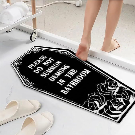 Halloween Bathroom Rugs Black Coffin Bath Mat, Non-Slip Halloween Bath Rug Doormat for Halloween Home Decoration