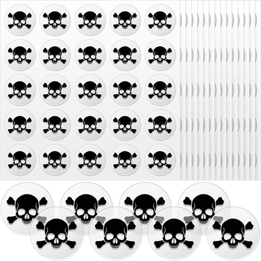 Leinuosen Helmet Stickers Football Baseball Helmet Decals 1-1/8 Inch Vinyl Sports Football Decals Self Adhesive Hockey Stickers for Hockey, Lacrosse, Batting(Clear Print Black,Skull)